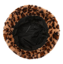 Hat Woman Winter Show Face Little Leopard Print Fisherman Hat Woman Versatile Warm Pot Hat Ins Plush Bucket Hat