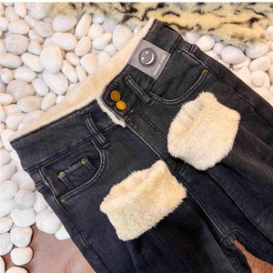 Warm Lambwool Slim Pencil Jeans Womens Skinny Plush Vaqueros Vintage High Waist Thicken Fleece Denim Pants Casual Velvet Legging