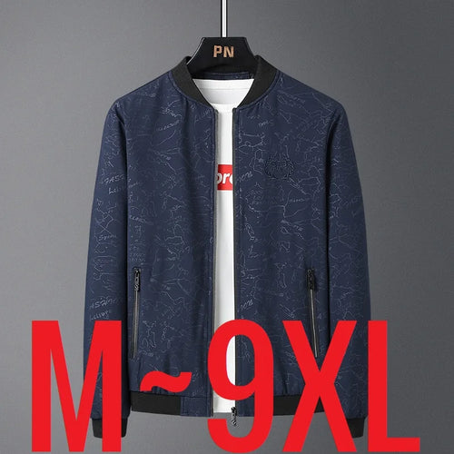 Big Size Men's Jacket Light  Long Sleeve Baseball Casual Jacket Men Black Work Wear Windshield Windbreaker Male Coat Large 9XL