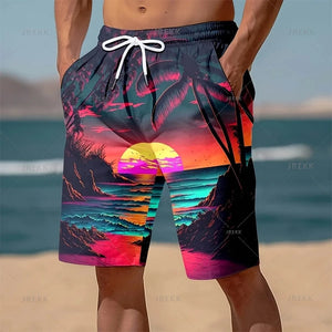 Summer Hawaiian 3D Printed Palm Trees Beach Shorts For Men & Women