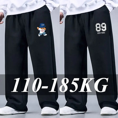 Plus Size Men Sports Pants 5XL 6XL 7XL Men's Cotton Trousers Joggers Sportswear Black Solid Ice Silk Baggy Sweatpants Male Pants