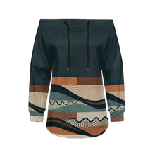 Trendy Off-Shoulder Sweatshirts with Striped & Polka Dot Patterns Drawstring Casual Loose-Fit Top for Women Casual Streetwear