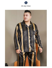 5XL Big Size Pajamas For Men 165KG Spring Summer Ice Silk Satin Cool Pajama Man Set Casual Loose Luxury Print Sleepwear Pijama