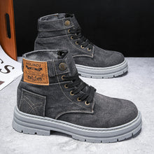 Big Size Men's Shoes 2025 New High Top Sports Shoes, Fashionable Denim Casual Board Shoes, Thick Soled Versatile Workwear Shoes