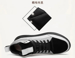 Men Boots Elevator Shoes Hidden Heels Canvas Heightening Shoes