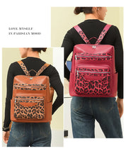 Soft Leopard Interior Compartment Fashion Backpacks Sewing Thread Large Capacity High Quality Bags for Women Pu Women's Handbags