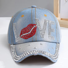 Baseball Cap for Women Sequins Rhinestone Droplets Casual Sports Cap Female Denim Cloth Adjustable Hat Sunshade Hip Hop