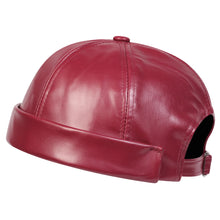 Men Solid Color PU Leather Landlord Caps Spring and Autumn Adjustable Melon Skin Hats Hip Hop Hat Painter Cap