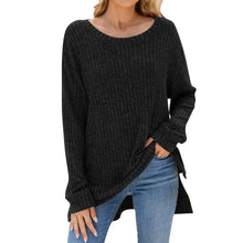 Fashion Casual Solid Color  Neck Long Sleeve Women Pullover Top