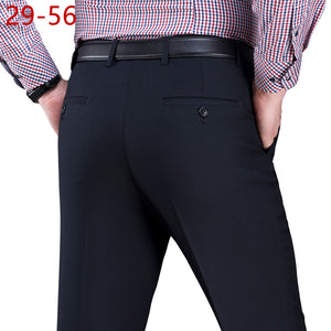 Big Size 29-56 2021 Spring Autumn Straight Work Business Pants Male Formal Silk Office Classic Baggy Suit Long Trousers for Mens