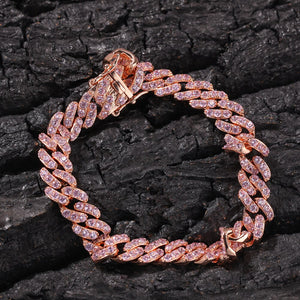 Micro Pave CZ Cuban Link Bracelet  Men's 7-8inch  Miami Bracelet With Box Clasp