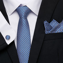 Men`s Tie Silk Red Plaid print Jacquard Woven Tie + Hanky + Cufflinks Sets