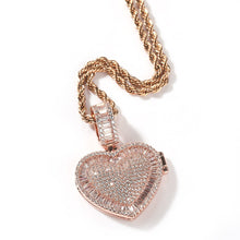 THE BLING KING New Love Flip Photo Pendant Cubic Zirconia Gold-plated CZ Stone