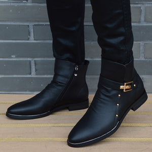 Men Casual Ankle Boots Genuine Leather British Style Autumn Winter