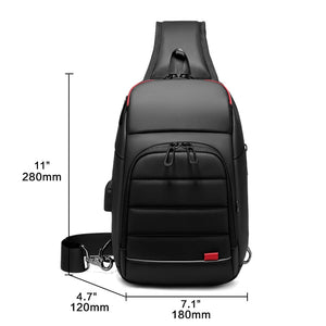 EURCOOL Multifunction Men Chest Bag for 9.7&quot;USB Backpack Charging Messenger Handbags Crossbody Shoulder Sling Male Bags Bolsas