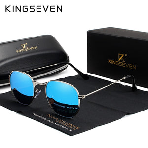 KINGSEVEN 2021 Classic Reflective Sunglasses Men Hexagon Retro Sun glasses Stainless Steel Eyewear Oculos Gafas De Sol Shades