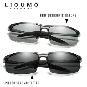 LIOUMO Retro Pilot Photochromic Polarized Sunglasses Men All-weather Anti-glare HD Driving Glasses oculos de sol feminino UV400