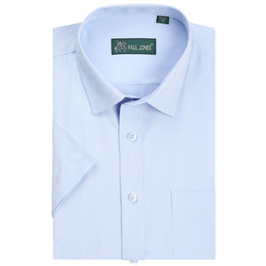 Men Short Sleeve Shirts Business Formal Dress Shirts Non-Iron Office Wear