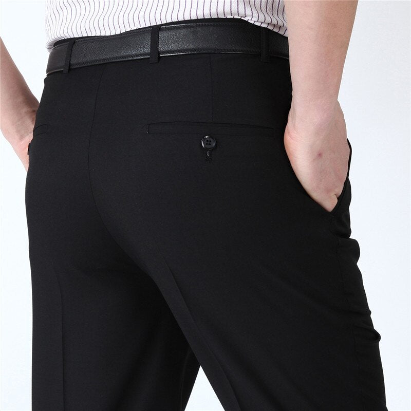 Business Men Thin Suit Pants Size 29-56 Solid Silk Long Dress Pants