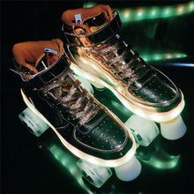 Roller Skates New Led Rechargeable 7 Colorful Flash Shoes Double Row