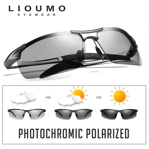 LIOUMO Retro Pilot Photochromic Polarized Sunglasses Men All-weather Anti-glare HD Driving Glasses oculos de sol feminino UV400