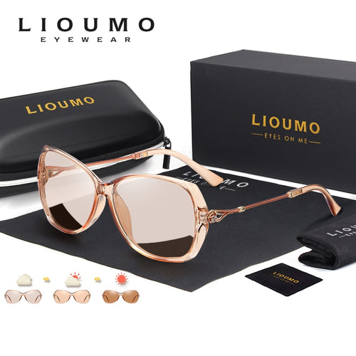 LIOUMO Fashion Design Photochromic Sunglasses For Women Polarized Travel Glasses Oversized Luxury Ladies Eyewear oculos de sol