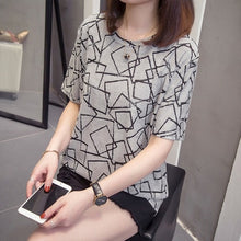 Oversize Women Casual Short-sleeved T-shirt Printing Cotton Tops
