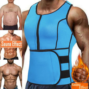 Men Neoprene Sauna Waist Trainer Vest  Adjustable Faja Shapewear