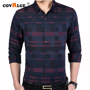 Covrlge Shirt Plaid Jacquard Anti-wrinkle Non-iron Shirt Casual Men