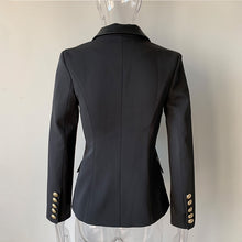 Harley Women Spring Autumn Quality European Design PU Leather Collar Slim Black Blazer