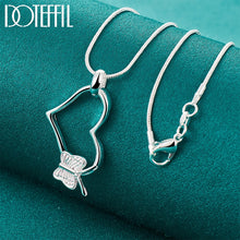 DOTEFFIL 925 Sterling Silver  Butterfly Heart Pendant Necklace For Woman