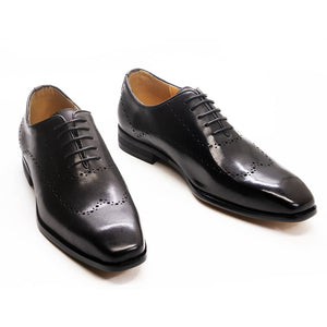 Men Luxury Italian Formal Oxford Design Genuine Leather Wing Tip Lace Up Wedding Office Shoes