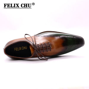 US Size 8-15 Handmade Men Wingtip Oxfords Genuine Leather Classic  Business Formal Shoes