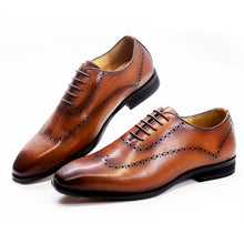 Men Luxury Italian Formal Oxford Design Genuine Leather Wing Tip Lace Up Wedding Office Shoes