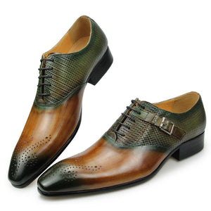 Luxury Men's Business Genuine Leather  Oxfords Style Lace-up Pointed Toe Dress Shoes