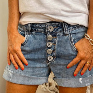 High waist women jeans 2022 fashion street ripped denim shorts plus size