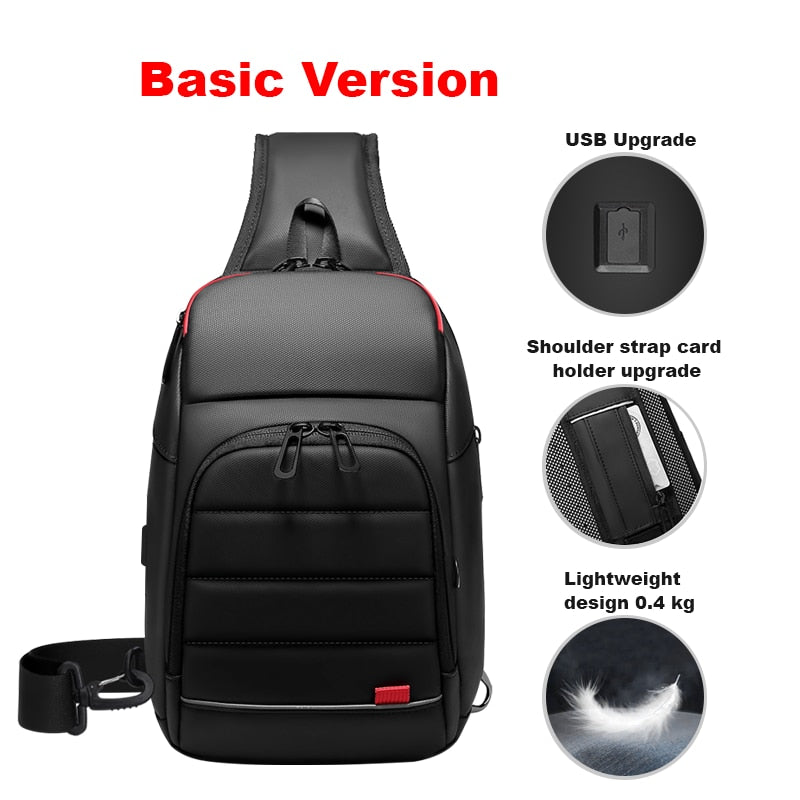EURCOOL Multifunction Men Chest Bag for 9.7"USB Backpack Charging Messenger Handbags Crossbody Shoulder Sling Male Bags Bolsas