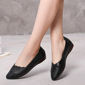 GKTINOO Breathable Genuine Leather Summer Shoes Woman 2022 Flat Low Heel