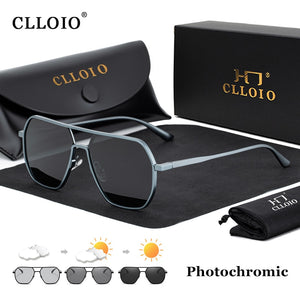 CLLOIO Aluminum Photochromic Sunglasses Men Women Polarized Chameleon Anti-glareriving