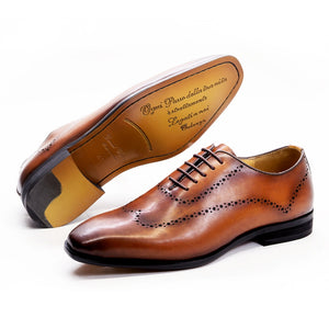 Men Luxury Italian Formal Oxford Design Genuine Leather Wing Tip Lace Up Wedding Office Shoes