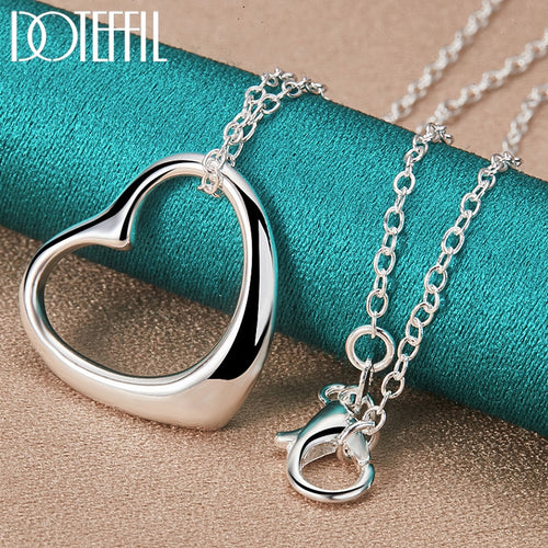 DOTEFFIL 925 Sterling Silver Chain Love Heart Pendant Necklace