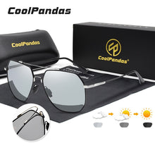 CoolPandas Top Hexagon Sunglasses Polarized Men Photochromic Metal