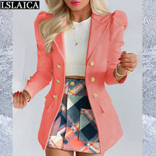 Office Wear women 2piece Set Blazer Top High Waist Mini Skirt  Spring Autumn Casual Suit Outfits