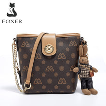 FOXER Women's PVC Crossbody Shoulder Bags Lady Small Bucket Bag Fashion with Pendant