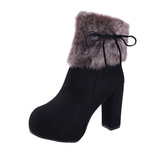 Winter Shoes Women High Heels Boots Fur Warm Shoes Fashion Boots for Women Winter High Heels Super Square High Heel 10cm A1658