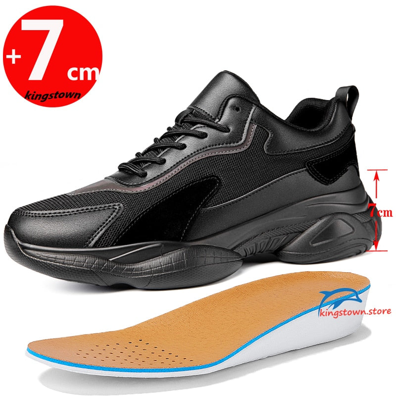 Sneakers Man  Lift Elevator Shoes  Taller Heel Men's Invisible Height Increasing Insoles 7CM Fashion