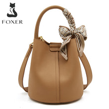 FOXER Women's Split Leather Shoulder Crossbody  Bucket Messenger Bag