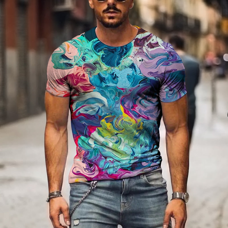 Men's T-Shirt Oversized Retro Short Sleeve Summer Fashion