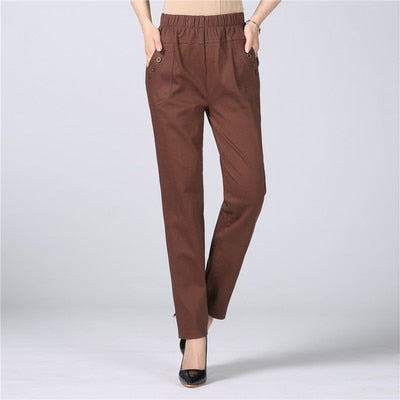 Women's Trousers Spring Summer Autumn Stretch Waist Cotton