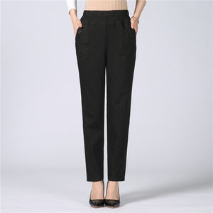 Women's Trousers Spring Summer Autumn Stretch Waist Cotton